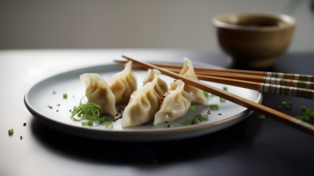 美味饺子盘传统美食图片