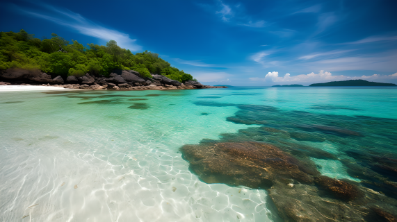 碧海蓝天白沙滩海岛摄影图