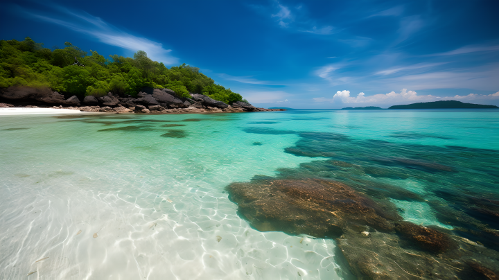 碧海蓝天白沙滩海岛摄影图版权图片下载