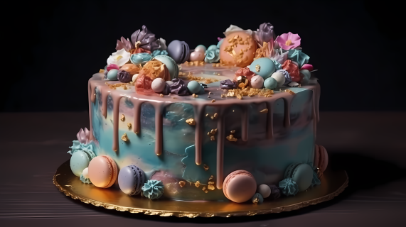 彩色生日蛋糕摄影图片