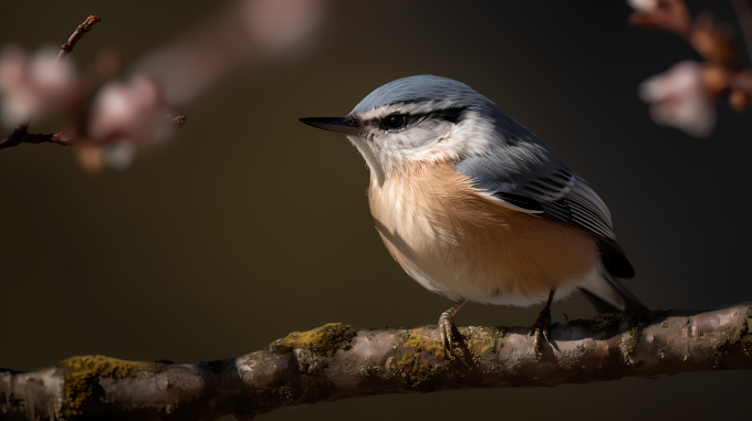 欧亚山雀停栖在树枝上摄影图片