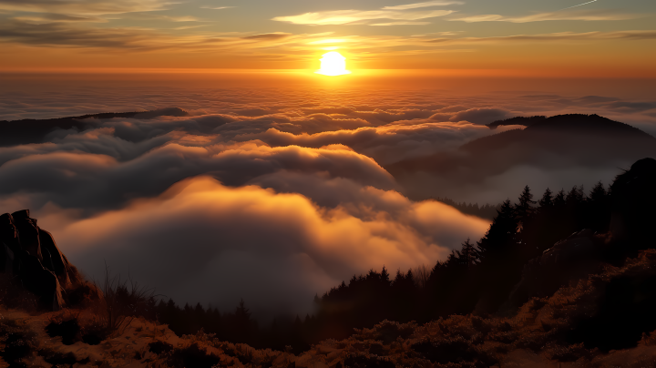 日出云层壮观美景高清图版权图片下载