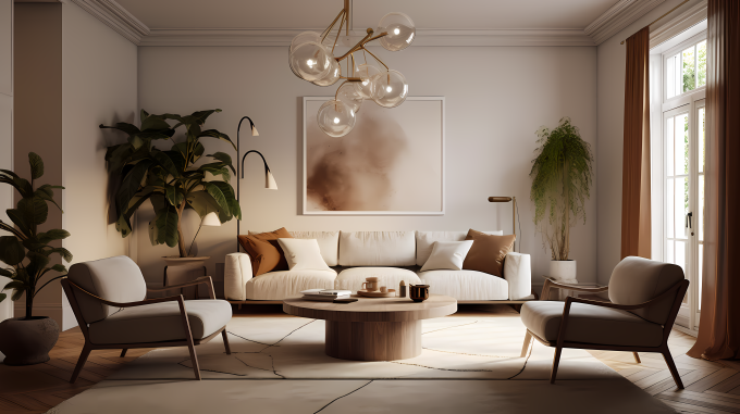 客厅现代有机风格室内摄影图片