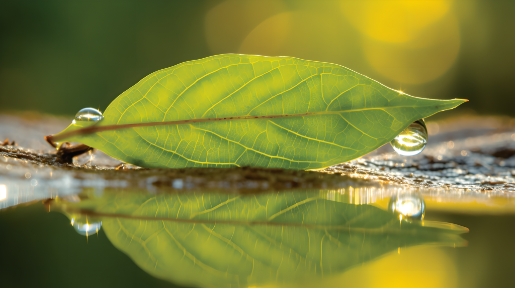 绿色叶片水珠自然景观摄影版权图片下载