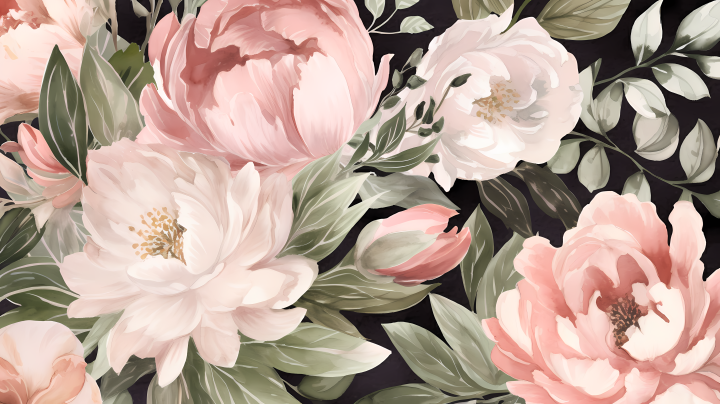 粉色牡丹花水彩花卉纹理高清图版权图片下载