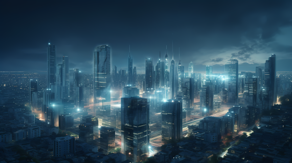 发展迅速的蓝色科技城市图片