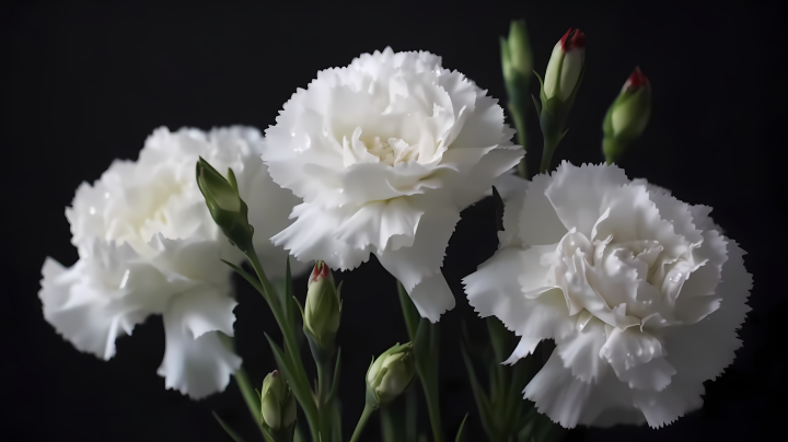 康乃馨花束白色背景摄影版权图片下载