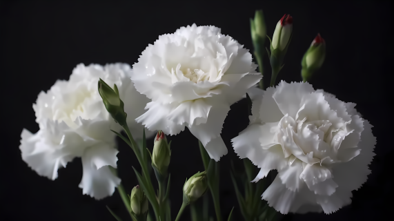 康乃馨花束白色背景摄影图片