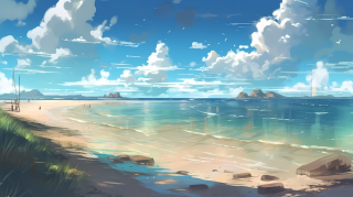 北海清澈透明的沙滩之夏