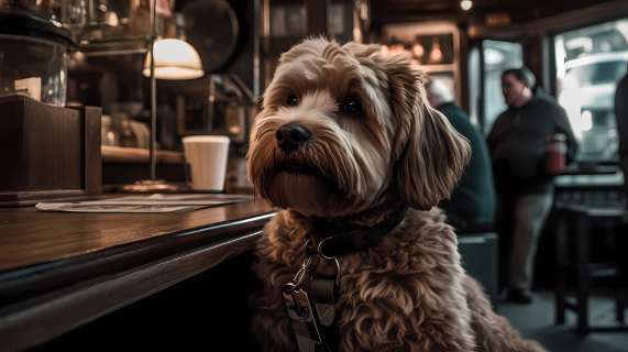 纽约咖啡馆里的狗狗摄影