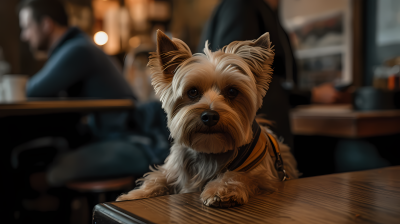 纽约咖啡馆里的可爱狗狗摄影