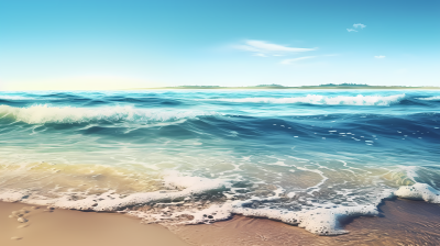 北海清澈透明的沙滩与夏日明亮色彩摄影图片