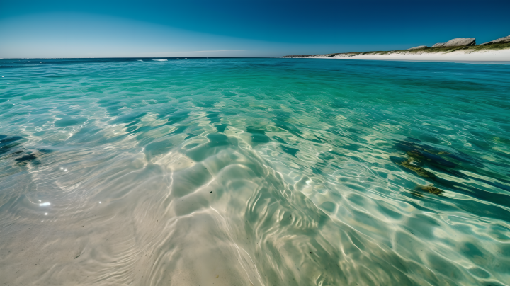 北海夏日海滩透明清澈高清图版权图片下载