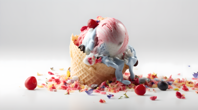 清爽粉色冰淇淋球高清图
