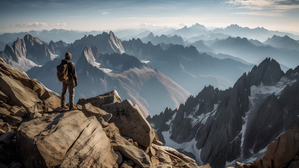 远足登山山顶美景版权图片下载