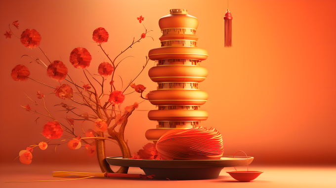 中国春节红色摆件高清图