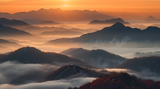 云海日出远山美景摄影图