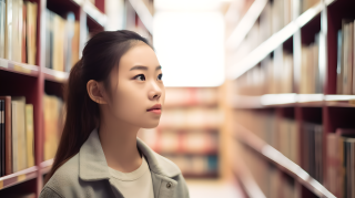 图书馆女大学生找书图片