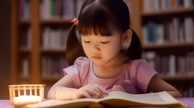 中国式图书馆小女孩阅读图片