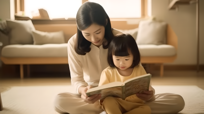 母子看书阅读的快乐