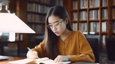 认真学习的女大学生高清图