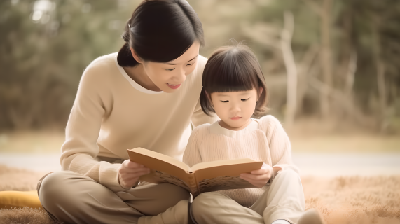 母子共读一本书