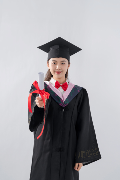 拍毕业照的女大学生高清图版权图片下载