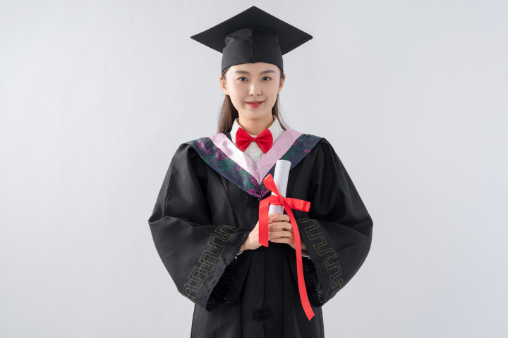 矜持的拿毕业证的女生高清图版权图片下载