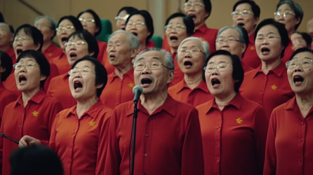 亚洲老年人学唱诗班摄影图片