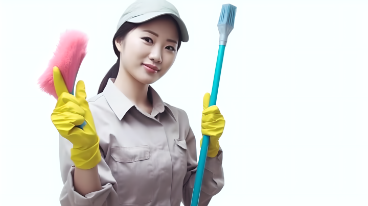 女性清洁工现场实拍摄影版权图片下载