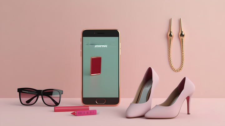 摩登女性手机粉色高跟鞋摄影图版权图片下载