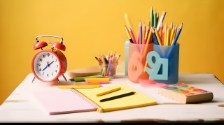 色彩明亮的文具用品摄影图