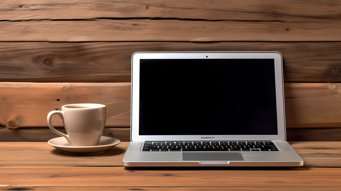 办公用品电脑咖啡杯摄影图