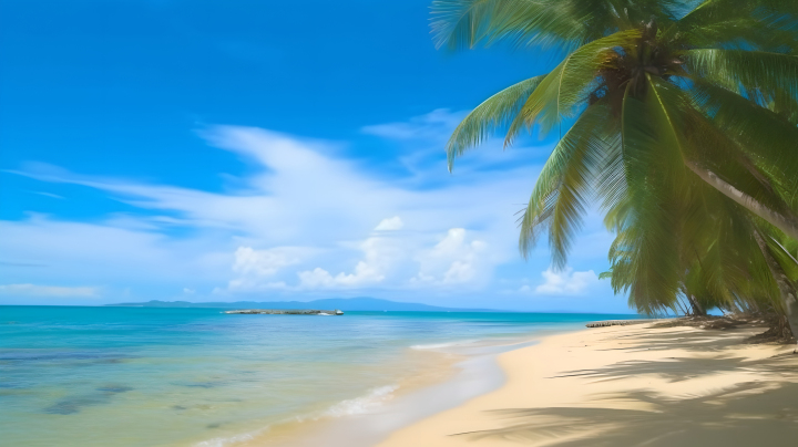 碧海蓝天海滩椰林摄影图版权图片下载