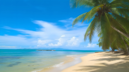 碧海蓝天海滩椰林摄影图