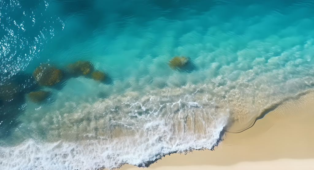 清澈海水与干净沙滩的摄影图片