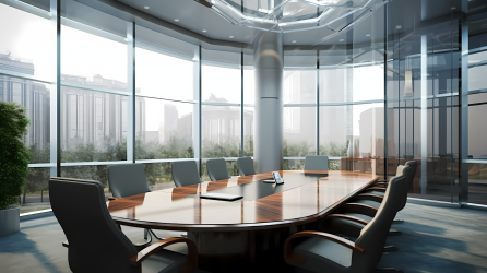 现代化商务会议室玻璃隔墙高清图片