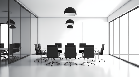 极简黑椅会议室摄影图