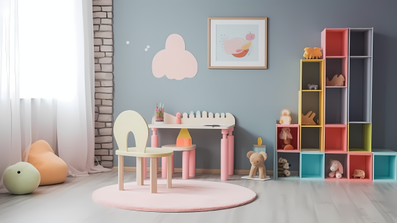 童话般的蓝粉色儿童房摄影图片