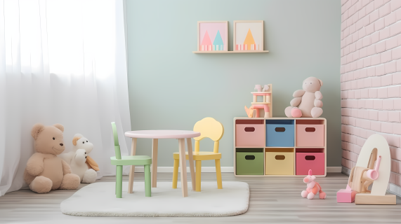 梦幻可爱的儿童房玩具摄影图片