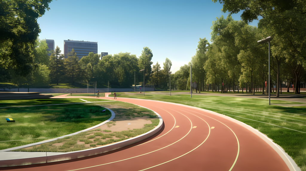 空无一人的公园跑道摄影图版权图片下载