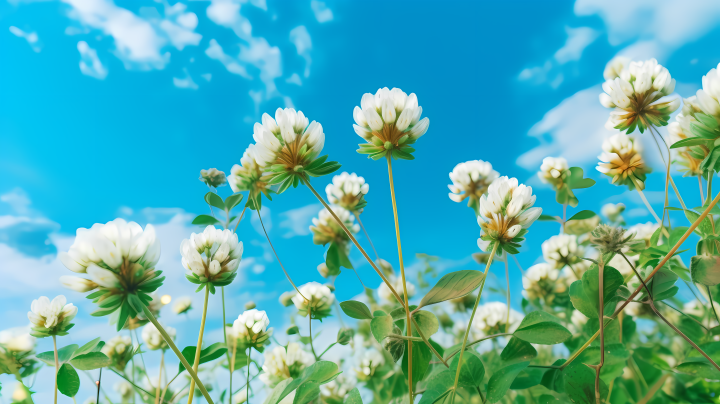 碧空下的白花洋车摄影图版权图片下载