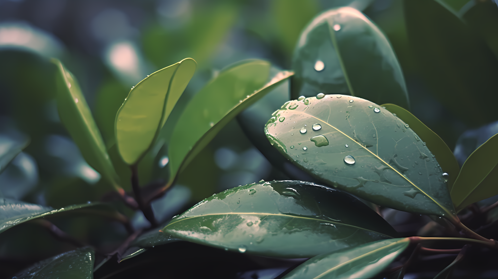 夏日雨后植物特写实拍图