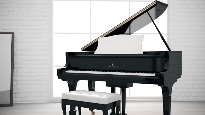 素雅简约的白色钢琴摄影图版权图片下载