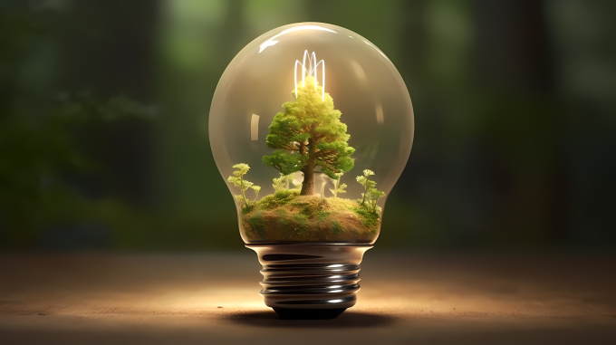 小树灯泡摄影图