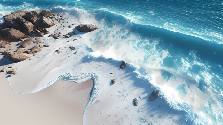 白色水和沙的轻蓝色与蓝色风格32k UHD航拍摄影版权图片下载