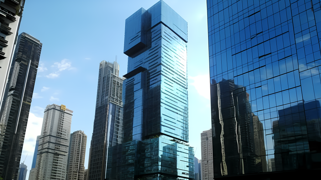 香港玻璃幕墙写字楼摄影版权图片下载