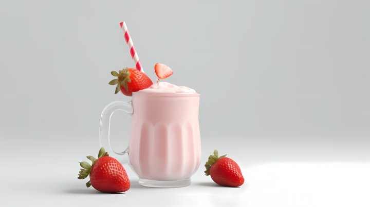 夏日冷饮草莓奶昔图版权图片下载