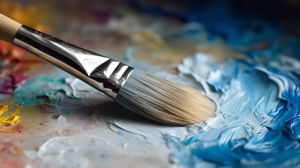 油漆刷涂抹颜料的照片摄影图