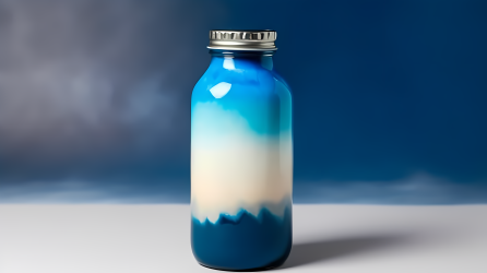 蓝色渐变水瓶液态光感摄影图